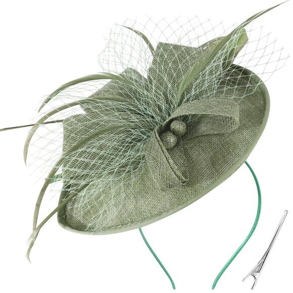 3142 Women Fascinators Hats Flower Mesh Feathers With Headband And Clip Tea main image 5